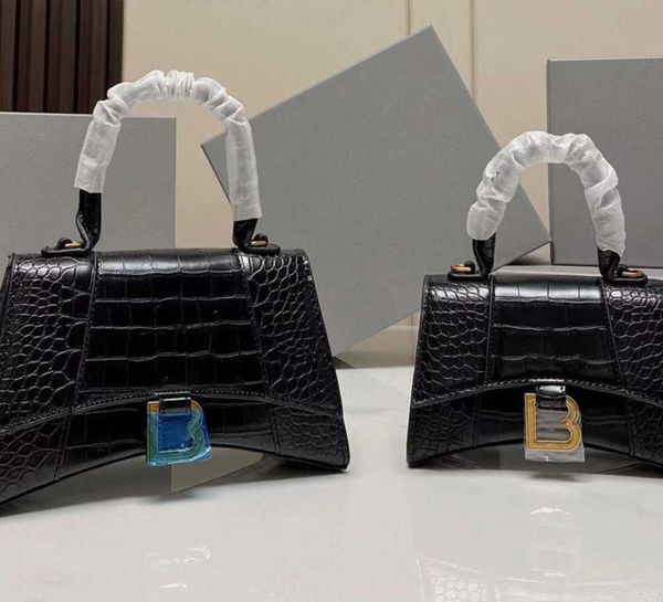 Bolsas de noite, tecido brilhante crocodilo de mini -ampulheta designer de luxo, bolsa de luxo para mulheres bolsas de camas genuínas de couro