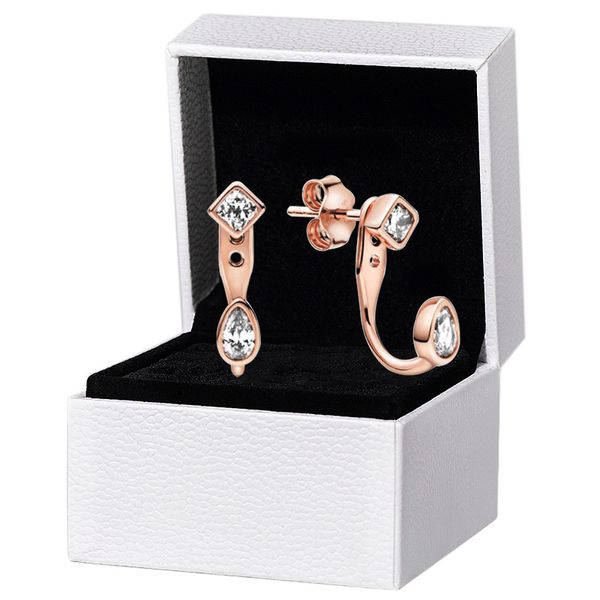 Розовое золото CZ Diamond Pendant Cring Serging для Pandora 925 Серебряные свадебные украшения для женщин для женской подруги подарки Серьги слезы с оригинальной коробкой
