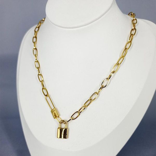 Anhänger Halsketten ORZTOON Retro Hip Hop Gold Farbe Schloss Halskette Für Frau Luxus Übertriebene Kette Trend Famale Schmuck Geschenk