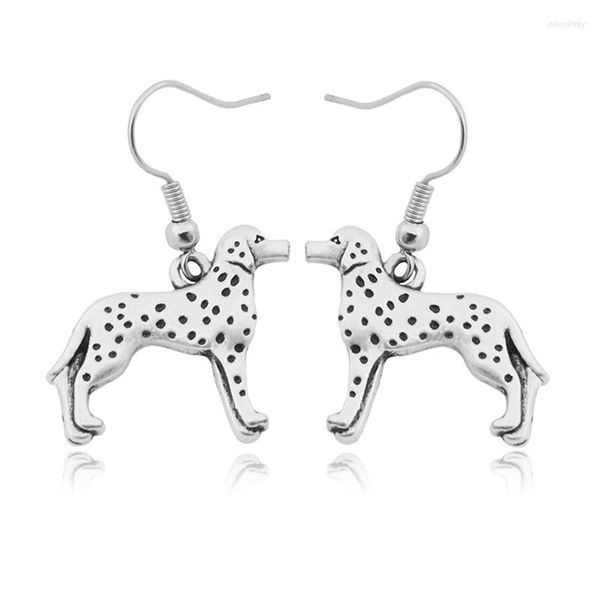 Orecchini pendenti Lampadario Vintage Cane dalmata Orecchino per animali domestici Lungo Big Silver Color Earing Face Drop Per donna Uomo Brincos Regali BijouxDang