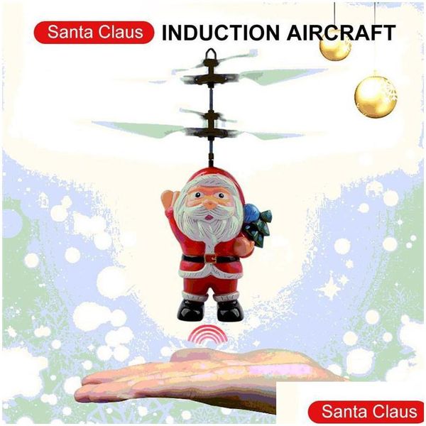 LED Fliegende Spielzeuge Induktive Mini Rc Drohne Weihnachten Weihnachtsmann Induktion Flugzeug Hubschrauber Für Kinder Geschenke Drop Lieferung Beleuchtet Dhux0