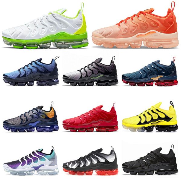 Original Air tn plus Tênis de Corrida Max TN Masculino Feminino Tênis Preto Creme Marfim Bola Amarelo Vermelho Cereja Rosa Violeta Oliva Laranja Gradientes Tênis Atlanta Outdoor 36-46