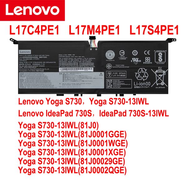 Tablet PC Baterias Novo L17C4PE1 ORIGINAL PARA YOGA S730-13 S730-13IWL (81J0) IDEAPAD 730S 13 730S-13IWL Bateria laptop l17m4p