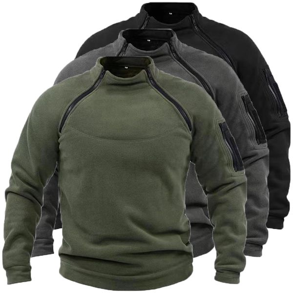 Mens Hoodies Moletons US SWAT Tactical Outdoor Polar Fleece Jaqueta Roupas Quentes Zíper Pulôver Homem Casaco À Prova de Vento Térmico Caminhadas Camisola 230308