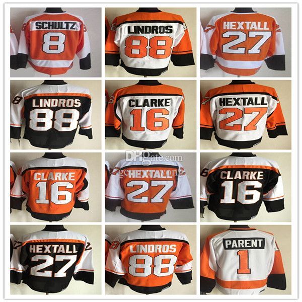 Maglie da hockey vintage ccm ccm 88 Eric Lindros 16 Bobby Clarke 27 Ron Hextall 1 Bernie Parent 8 Dave Schultz Stitched Uniforms