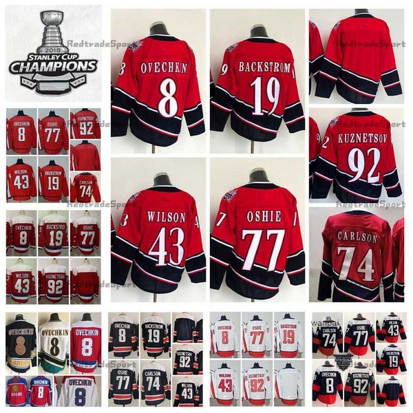 Custom 2021 Reverse Retro 8 Alex Ovechkin Hockey Maglie TJ Oshie Nicklas Backstrom Evgeny Kuznetsov 43 Tom Wilson John Carlson Stanley Cup