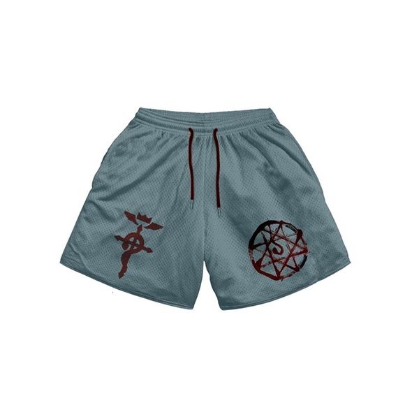 Shorts masculinos Anime Fullmetal Alche Gym Training Workout Trefining Sport Sport Men Roupas Casual Male Fitness Jogging 230308