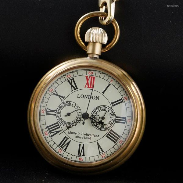 Pocket Watches Vintage Bronze London Mechanical Watch de alta qualidade Colar unissex Timing Pingente Mens e Renoj feminino