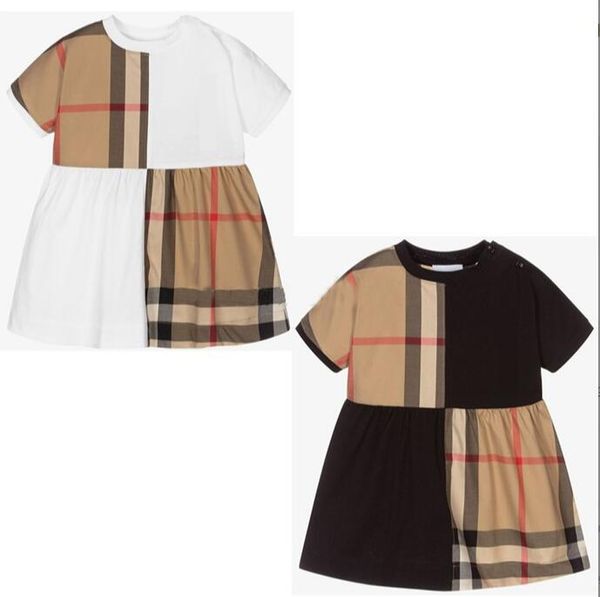 Baby Mädchen Plaid Kleider Sommer Kinder Kurzarm Kleid Mädchen Prinzessin Kleid Baumwolle Kleinkind Röcke Säugling Rock Neugeborene Kleidung 3-24 Monate