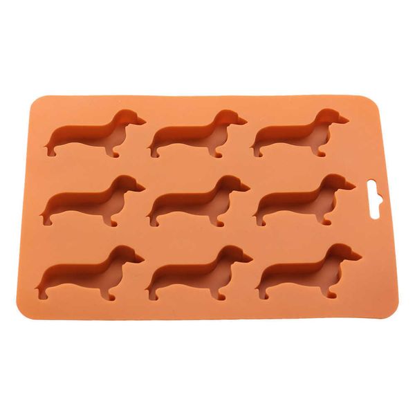 Strumenti per gelato Cubetto di ghiaccio Vassoio in silicone Stampi Vassoi Stampo per cani Cioccolato a forma di bassotto Cottura Coperchio per caramelle Jelly Mini Maker Rilascio cucciolo fondente Z0308