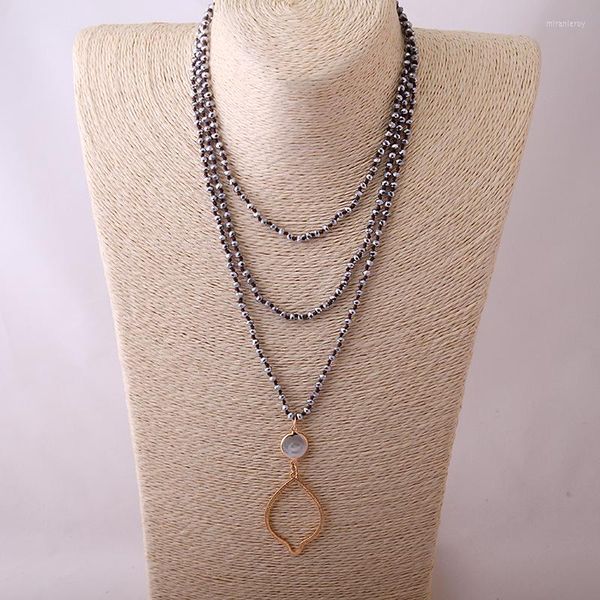 Anhänger Halsketten Modeschmuck Langes Mini 4mm Kristall geknotetes Halsband Glas mit schöner süßer Perlenquaste Charm Halskette