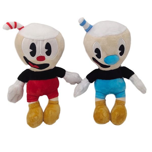 Mecup de brinquedo recheado de Cuphead Mugman e Brocup Plush Dolls Presente Infantil de 25 cm/10 polegadas de altura