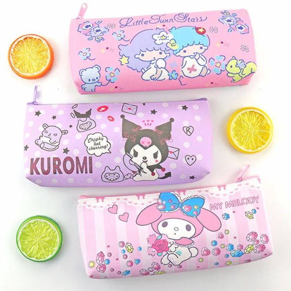 PENEIRO PENE para a bolsa Sanrios Cinnamonroll Kuromi Kitty Cartoon Double Cayer Case Lápis Bolsa de armazenamento Bolsa Zipper Presente estacionário de bolsa