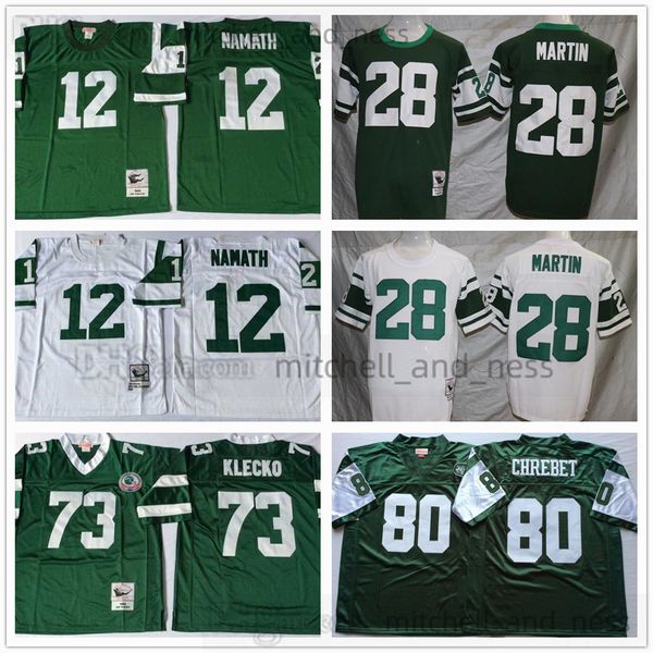 Clássico Vintage 1990 College Football 12 Joe Namath Jersey Vintage 28 Curtis Martin 73 Joe Klecko 80 Wayne Chrebet 85 Wesley Walker 90 Dennis Byrd 99 Mark Gastineau