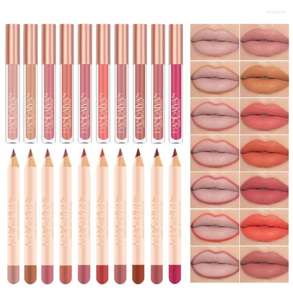 Lip Lip Liptick Lipstick Lipliner Makeup Conjunto 2 companheiro de veludo companheiro de lápis Drop lápis