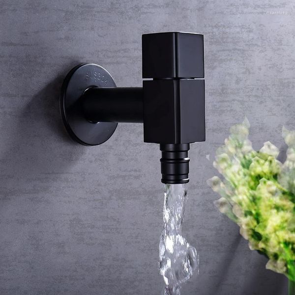 Badezimmer Waschbecken Wasserhähne Pin Kupfer 4/6 Punkte Schwarze Karte Waschmaschine Wasserhahn Knopf Schnellöffnung Balkon Mopp Wasser Mund und Mischmühle