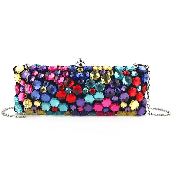 Hengmei Dinner Bag Handgefertigte bunte Perlentasche für Damen mit Diamant-Clutch 230309