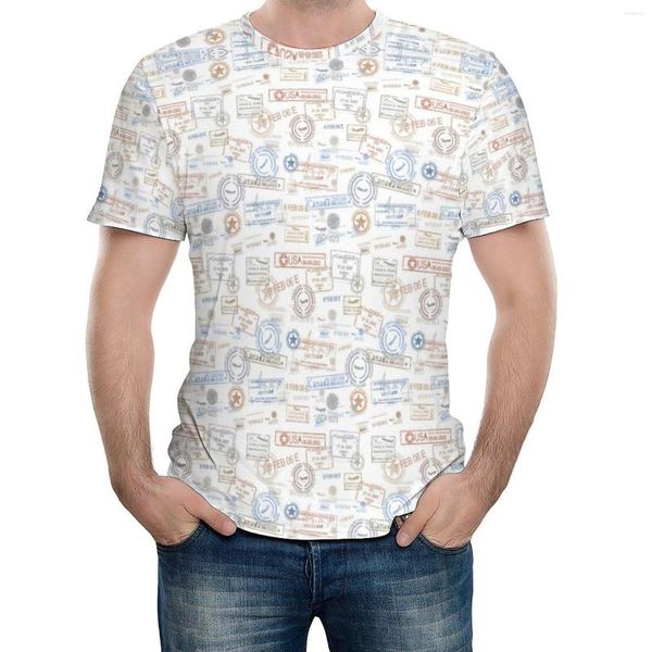 Camisetas masculinas tshirt vintage antigo carimbo de borracha passaporte turístico Certificado de férias temas de férias Competição de atividades Eur Si