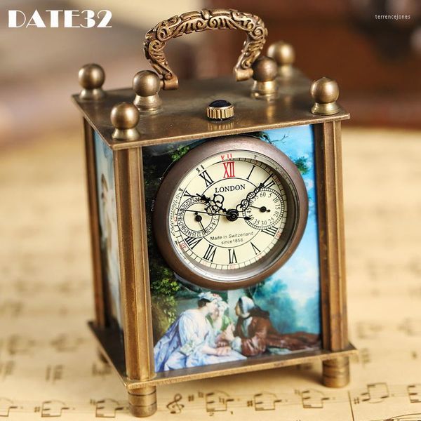 Taschenuhren Schönheit Fee Muster mechanische Uhr Sammlung römische Ziffern Zifferblatt Luxus Bronze Fob Kette Uhr für Männer Drop