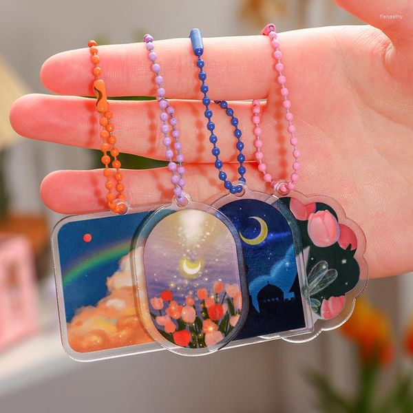 Дизайн ключей Sqaure Shape Sun Moon Card Acryle Charm