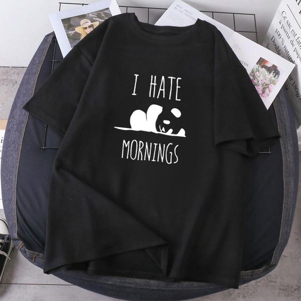 Damen T-Shirts I Have Mornings Panda Print Frau T-Shirts Sommer K- Weibliche Hip Hop Kleidung Tops Rundhals Hochwertige Mode 2023 Te