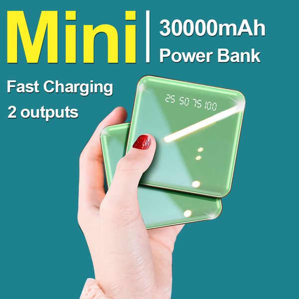 Mini Tek yönlü Hızlı Şarj Güç Bankası 30000 mAh Yüksek Kapasiteli Dijital Ekran Harici Pil Xiaomi iphone için El Feneri ile