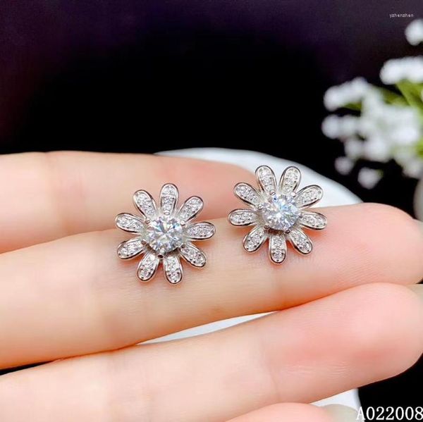 Brincos de garanhão Kjjeaxcmy jóias finas 925 Sterling Silver Inclaid Mosang Diamond feminino Daisy Ear Suporte Detecção