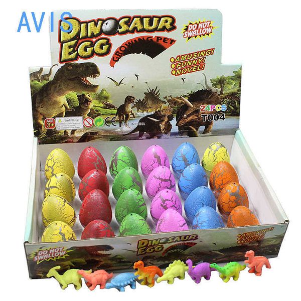 Science Discovery 24pcs ovos de dinossauros Hatching Dino Egg 4.5*5,5 cm Cresça em rachaduras de água com diversos brinquedos de feriado de aniversário coloridos Y2303