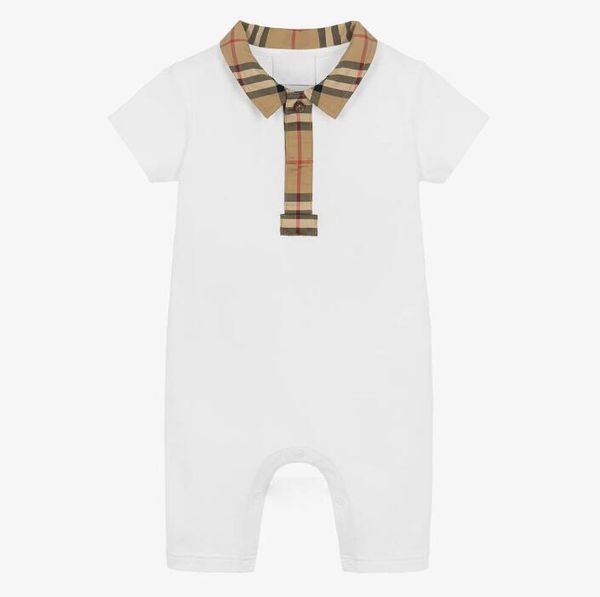 Süße Baby Jungen Mädchen Plaid Strampler Sommer Kleinkind Kurzarm Overalls Baumwolle Säugling Umlegekragen Onesies Neugeborene Kleidung 0-24 Monate