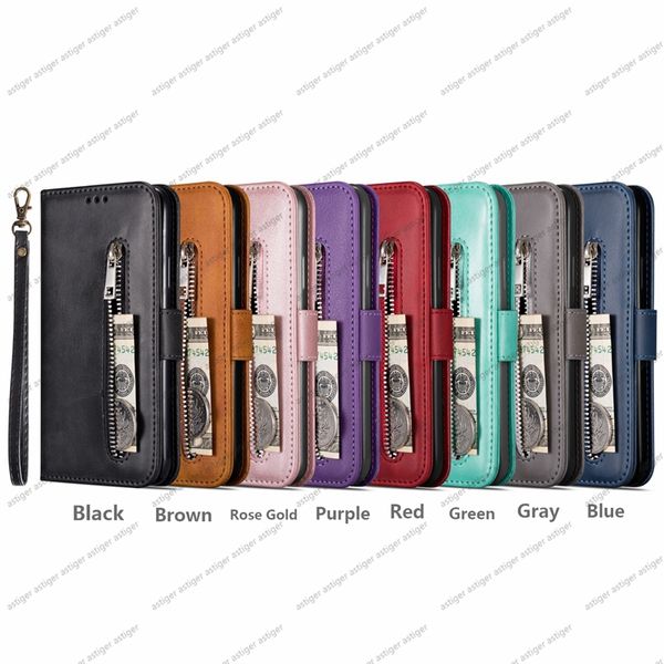 PU-Ledertasche für iPhone 14 13 12 11 Pro Max XR Xs 6 7 8 plus Handyhülle Brieftasche Kartensteckplatz Reißverschluss Album Luxus gehobene Modehülle