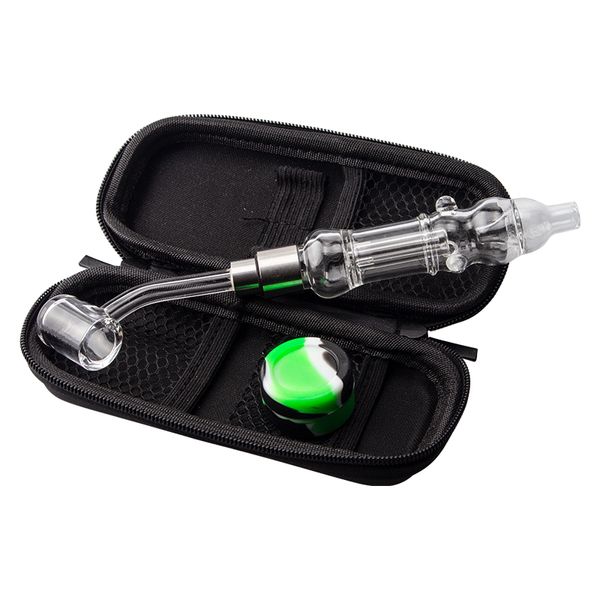 NC025 Shisha auslaufsichere Glas-Wasserpfeifen 510 Quarz-Banger-Nagel 45/90 Grad Keramikspitze Dab Rig Rauchpfeife Dabber-Werkzeug Silikonglas-Beutel-Set