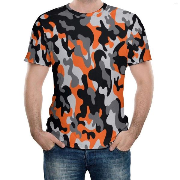 Camisetas de camisetas masculinas T-shirts Lattice de camuflagem vibrante, como tema de serviço, design moderno impressão gráfica vintage Viagem EUA Tamanho