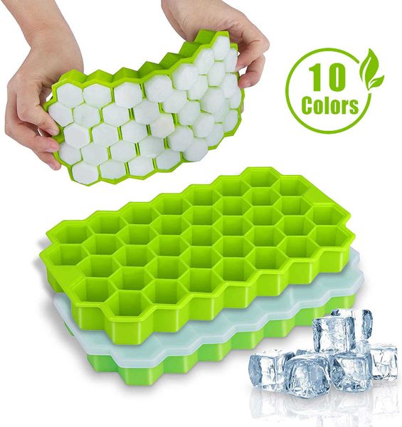 Инструменты мороженого Silikolove Creative Honeycomb Lead Cube Maker многоразовый лотки силиконовый куб -куб плесень BPA Бесплатная ледяная форма со съемными крышками Z0308