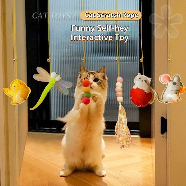 Cat Toys 6pc Interactive S Toy Elastic Scratch Roint Выдвижной дверь висят мышью смешную Selfhey Nip Pet, играющий тизер 230309