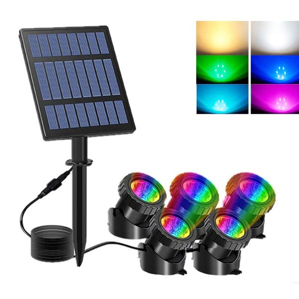 Солнечные садовые светильники RGB Изменение прожекторов Spotlights IP68 погруженные лампы RGB Проекция Light Outdoor Landscape Lighting