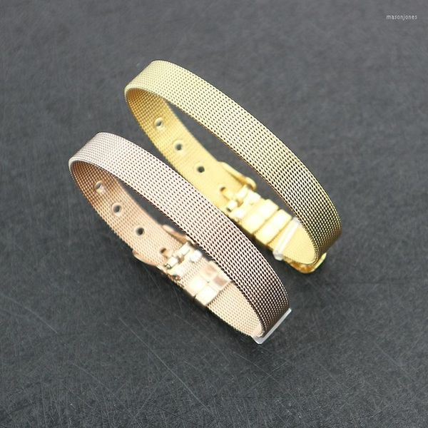 Bangle Basic Punk Braccialetti con cinturino in maglia di acciaio al titanio per uomo Donna Braccialetti con cinturino regolabile da 10 mm Gioielli all'ingrosso