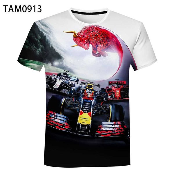 2023 Novos homens e mulheres F1 Team T-shirt s Racing Car 2021 Verão Manga Curta Homens Mulheres 3D Impressão Personalizado Solto Crianças Simples Roupas de Lazer Ae2w
