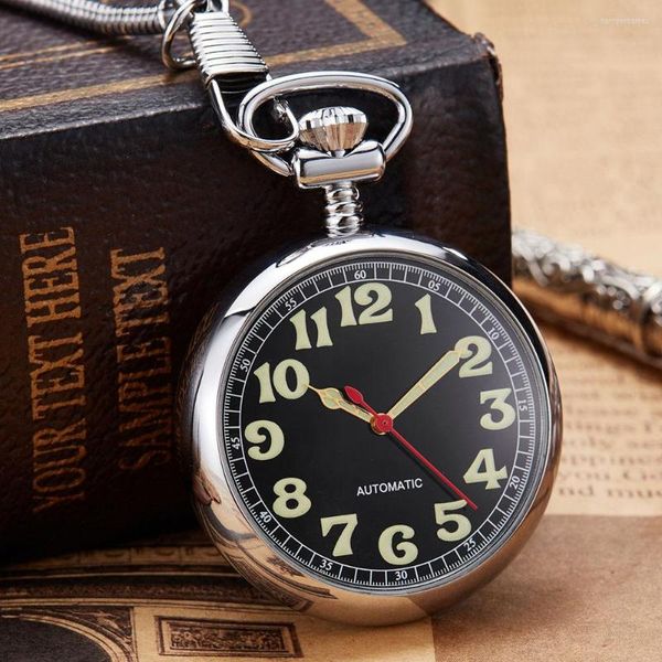 Taschenuhren Retro Vintage Kupfer Silber leuchtende Uhr Halskette Kette Anhänger antike Steampunk Herren Quarz für Frauen