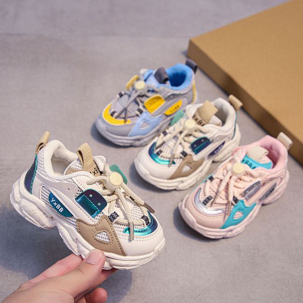 1-6-летние кроссовки для мальчиков Розовые, серого, белое 3 цветовой удобная дышащая девочка обувь для детей спортивные детские кроссовки мода малыш
