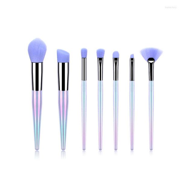 Pennelli per trucco Set di pennelli da 7 pezzi Kit di strumenti per frullatore in polvere per fondotinta cosmetico di bellezza Evidenzia blu