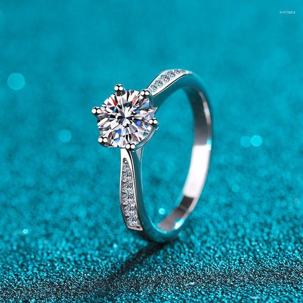 Cluster Rings Weainy Classic 1 Моссанитское бриллиантовое кольцо S925 Серебряное серебро Женщина D Цветовое предложение имитация