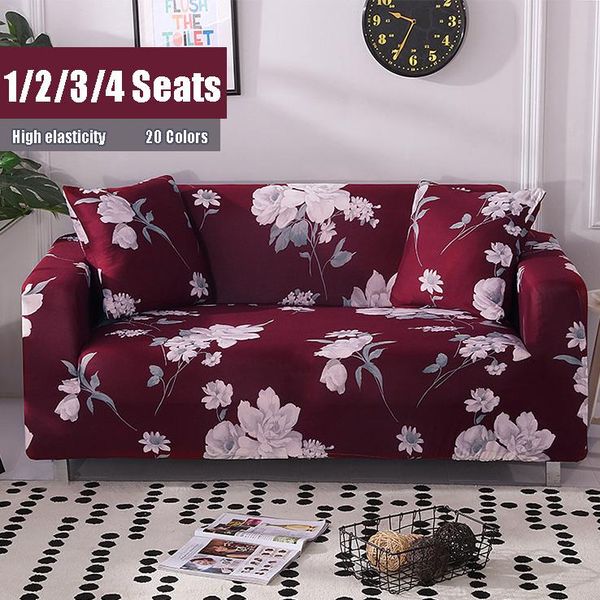 Tampas de cadeira Campa de sofá estampado vermelho Toalha floral para sala de estar xadre