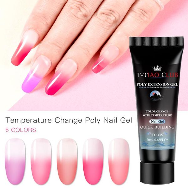 Gel per unghie T-TIAO CLUB Smalto termico acrilico per estensione poli Smalto rosa trasparente Nudo Soak Off UV Builder Decorazione per unghie