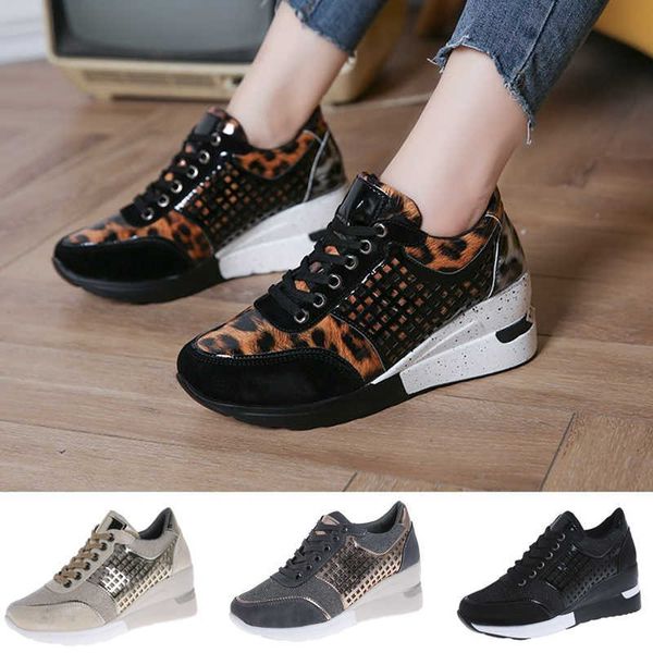 Scarpe eleganti Nuove donne Sneakers con zeppa con tacco alto Scarpe con zeppa con plateau crescente Scarpe da ginnastica da donna da passeggio Scarpe da corsa sportive da donna