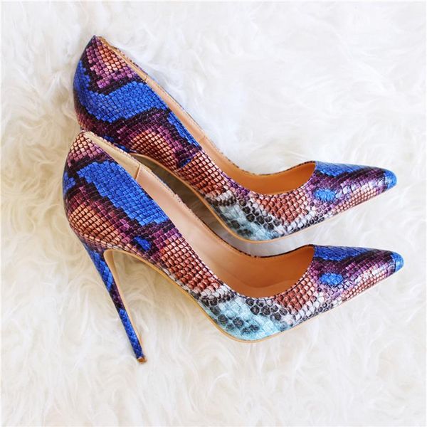 Mode Frauen Pumpen blau Schlange Python gedruckt spitze Zehen High Heels Sandalen Schuhe Stiefel Braut Hochzeit Pumpen 120mm 100mm 80mm263v