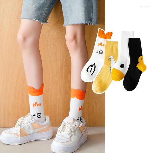 Frauen Socken Tier Lustige Schöne Cartoon Enten Mittelrohr Mode Unisex Harajuku Akademische Atmosphäre