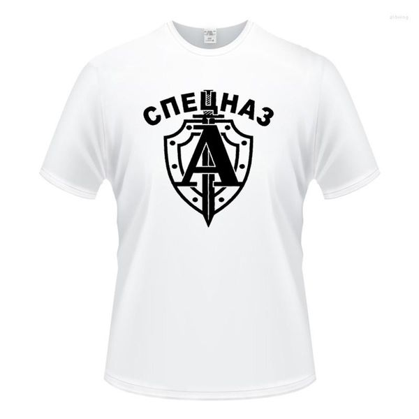 Herren-T-Shirts, russische Spetsnaz (Spezialeinheiten), lustiges Hemd, Herren-T-Shirts mit O-Ausschnitt in Übergröße, modische Streetwear, Hip-Hop, kurze Ärmel