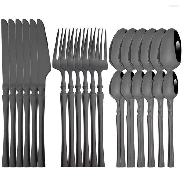 Geschirr-Sets, 24-teilig, schwarzes Besteck-Set, Abendessen, Gabel, Messer, Löffel, Edelstahl, westlicher Spiegel, Hochzeitsgeschirr, spülmaschinenfest