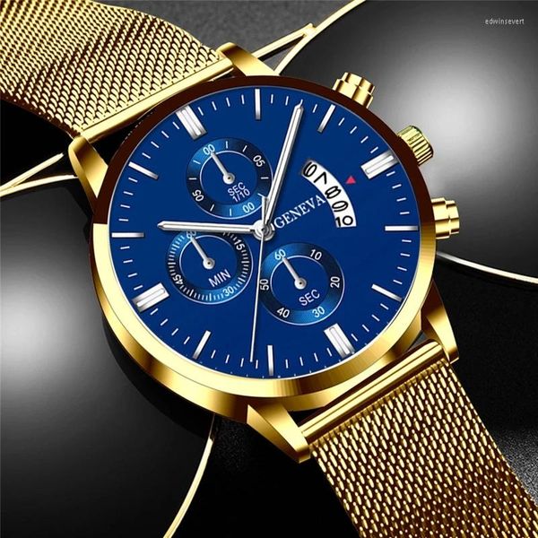 Armbanduhren 2023 Herrenuhren Modekalender Mesh-Armband Quarzuhr Herren Casual Business Edelstahl Armbanduhr Reloj Hombre