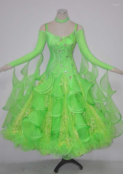 Vestido de salão de salão de salão de baile vestidos de dança green verde saia padrão de alta qualidade dançando vestido de dança